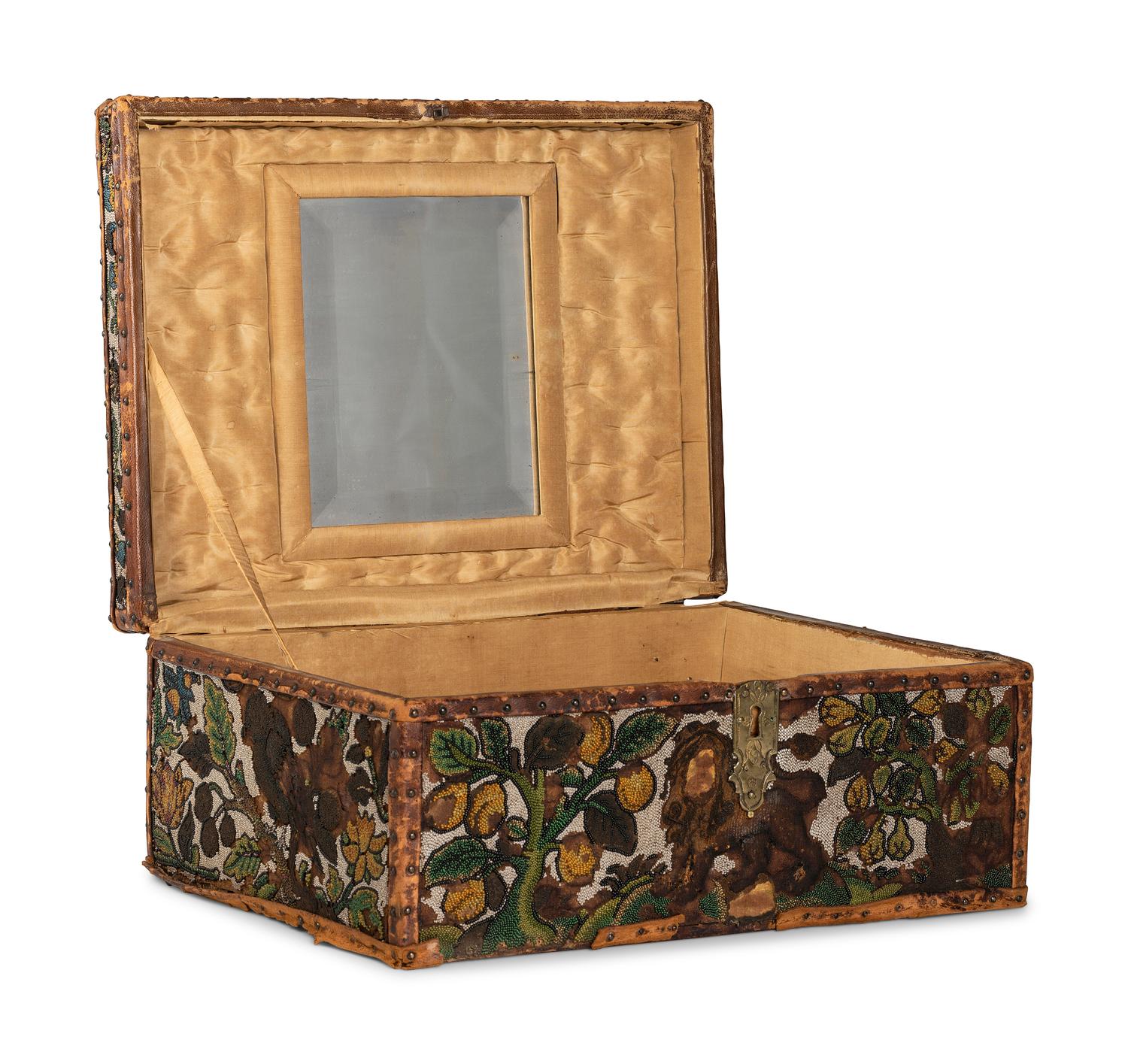 An English Beadwork Decorated Document Box