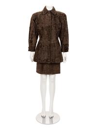 Galanos Lamb Fur Skirt Ensemble, 1980s
