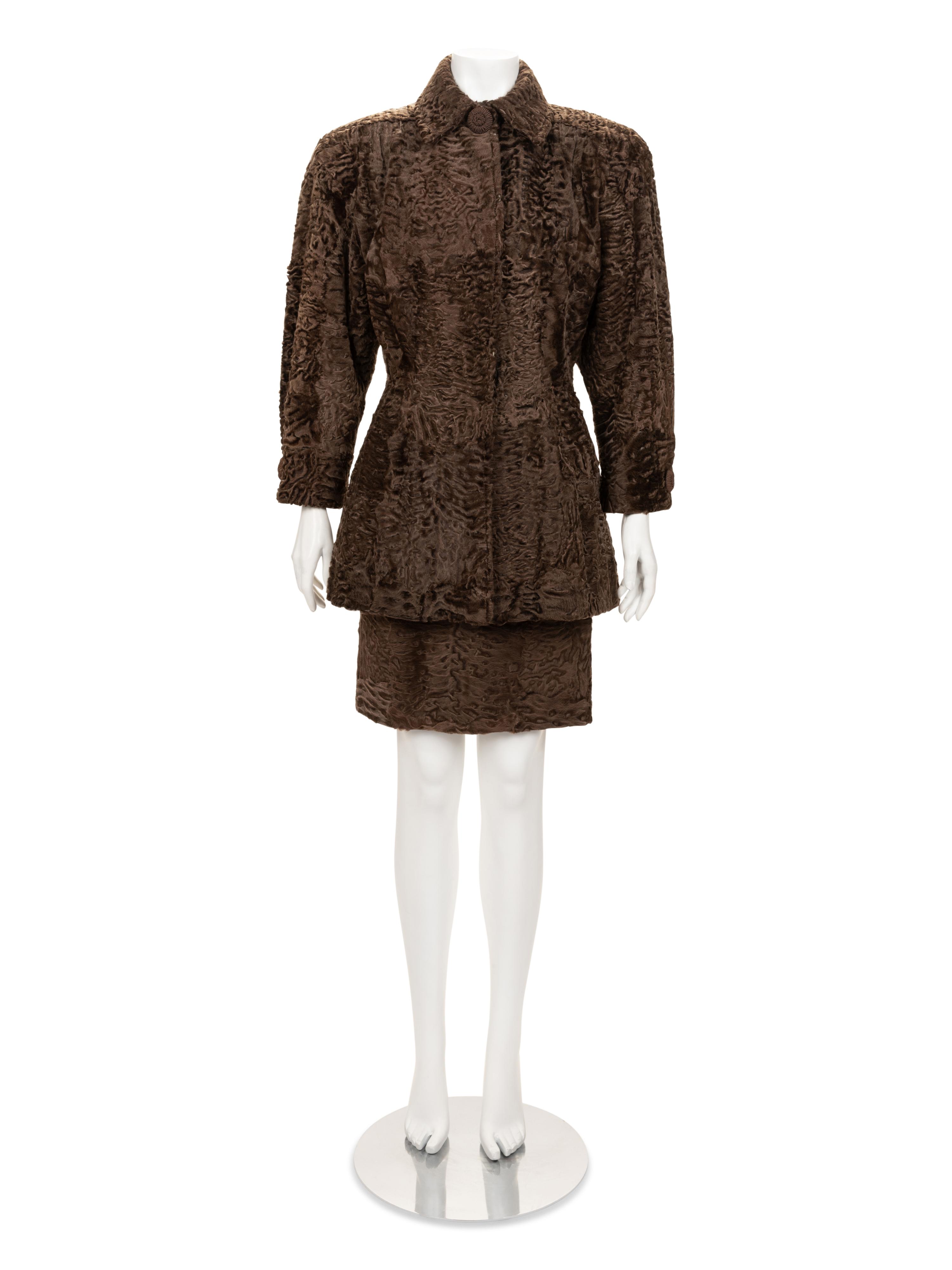 Galanos Lamb Fur Skirt Ensemble, 1980s