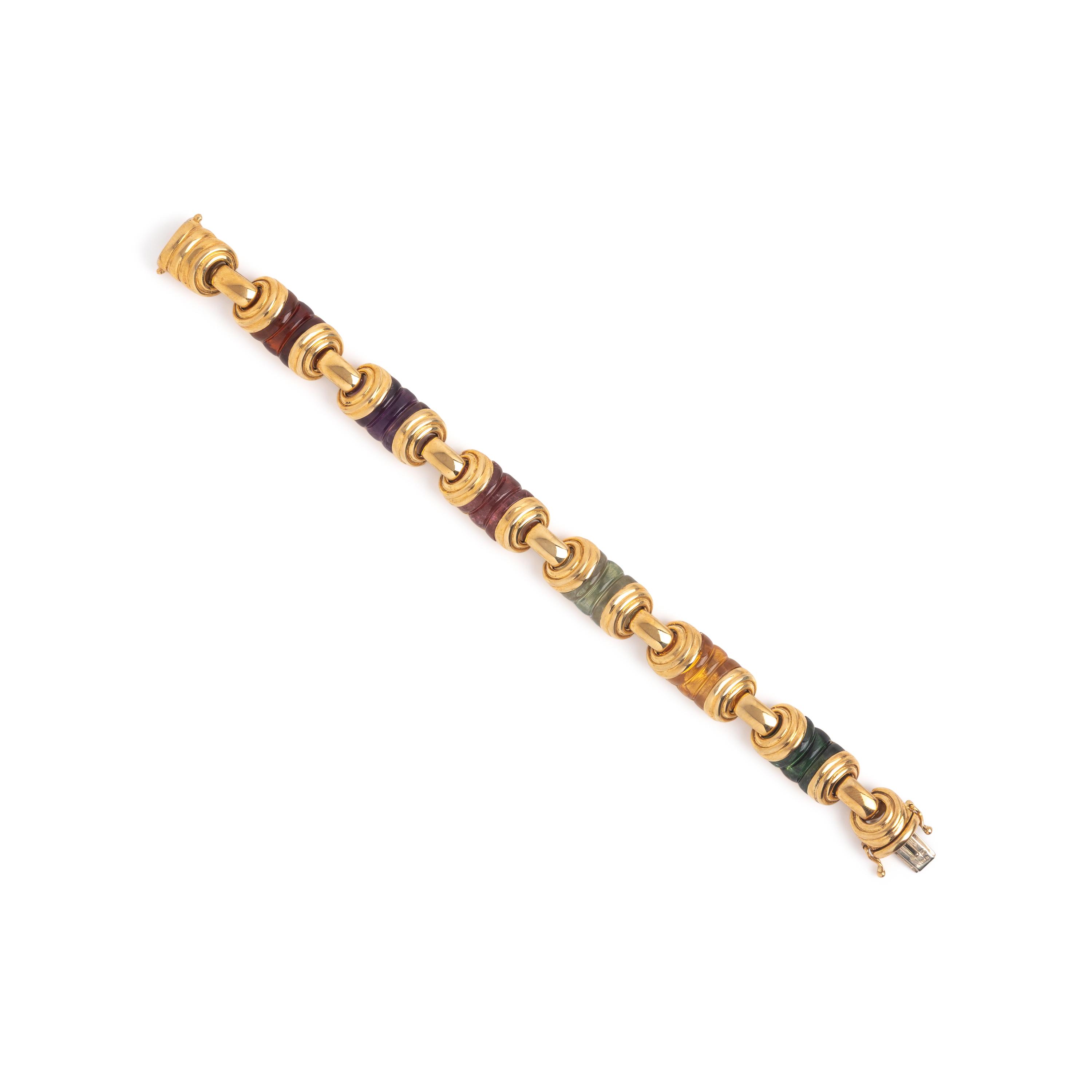 Yellow Gold and Multigem Bracelet