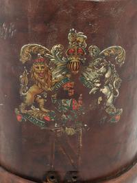 A WWI British Royal Navy Leather Artillery Bucket with an Associated American Indurated Fiber Liner