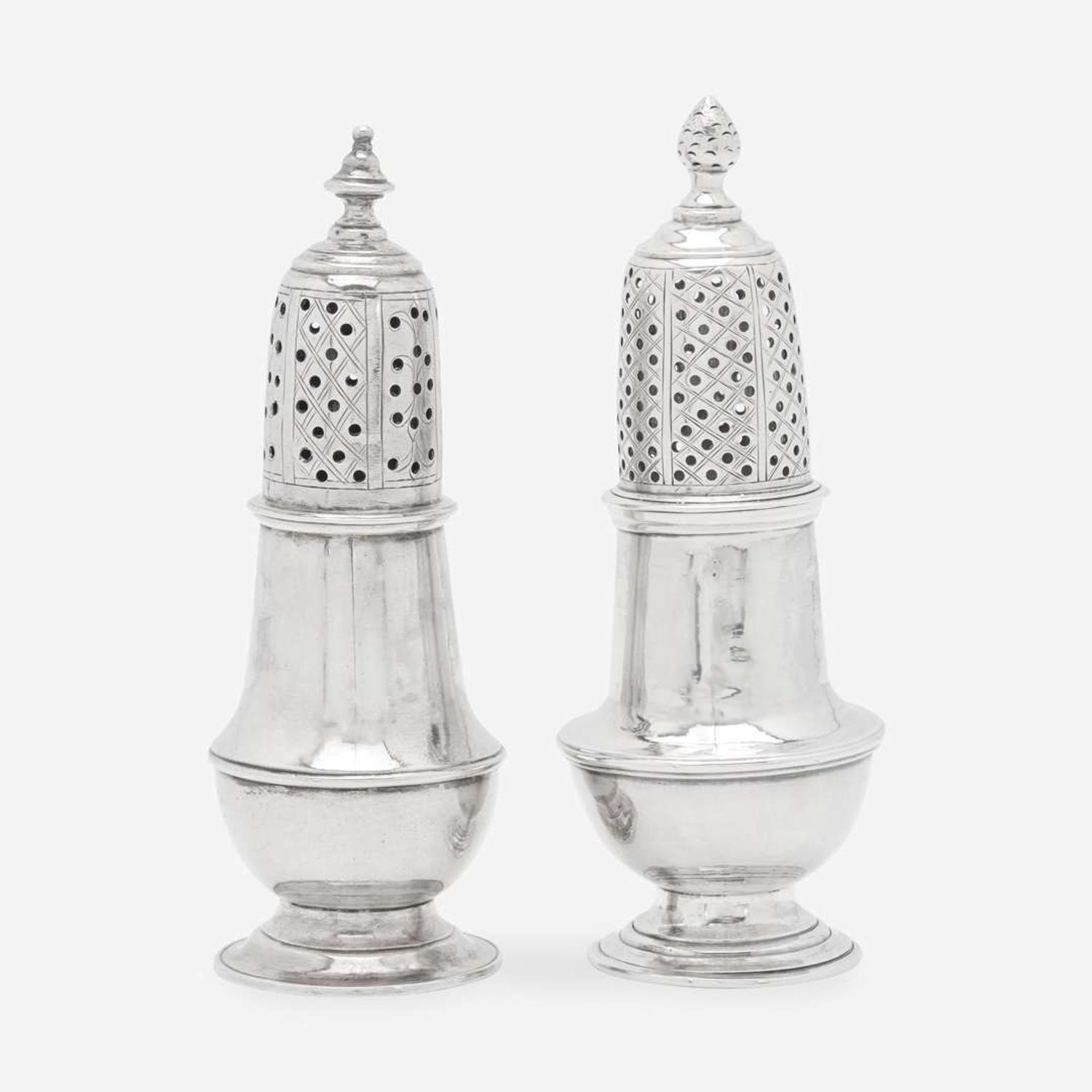 Two silver casters Zachariah Brigden (1734-1787), Boston, MA, circa 1760