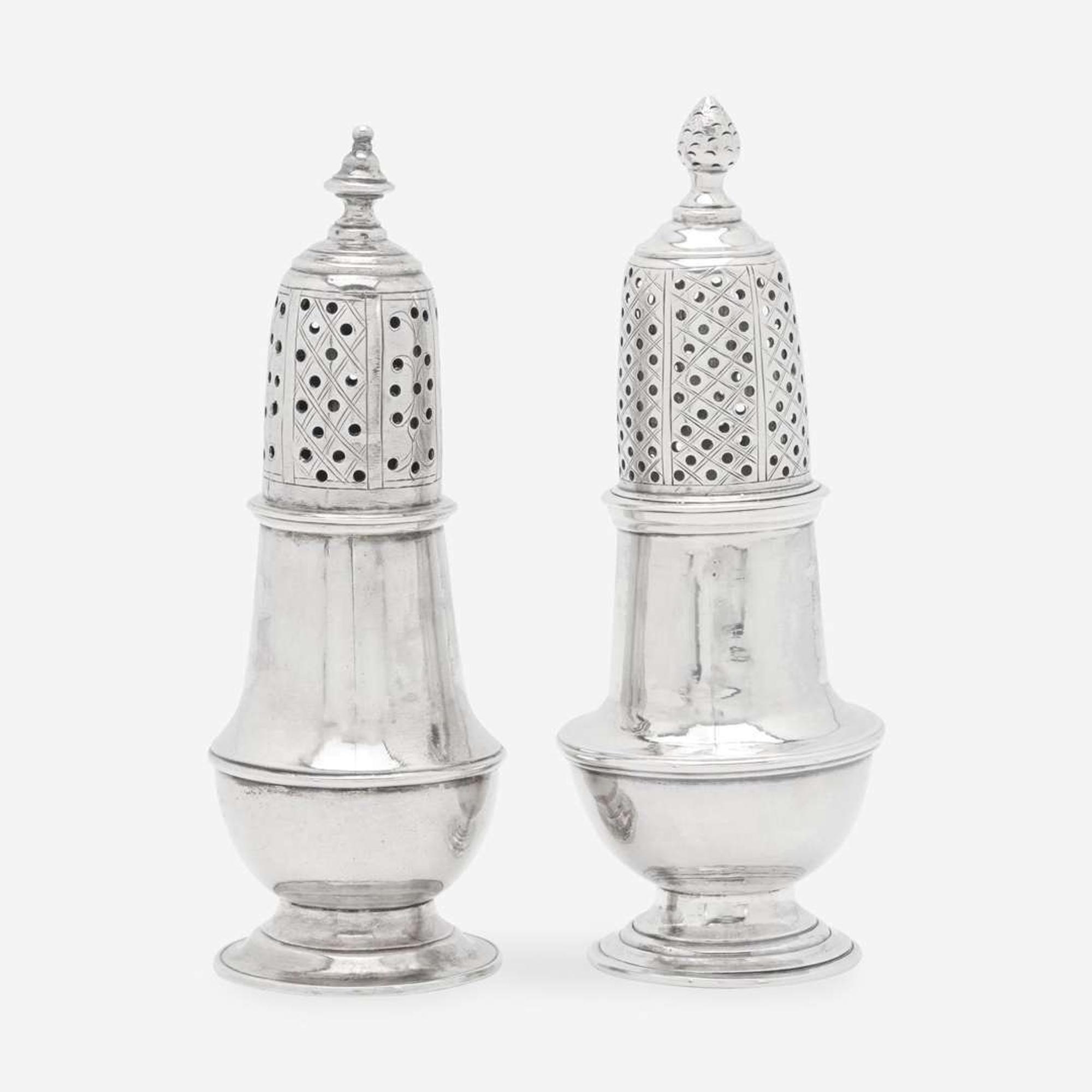 Two silver casters Zachariah Brigden (1734-1787), Boston, MA, circa 1760