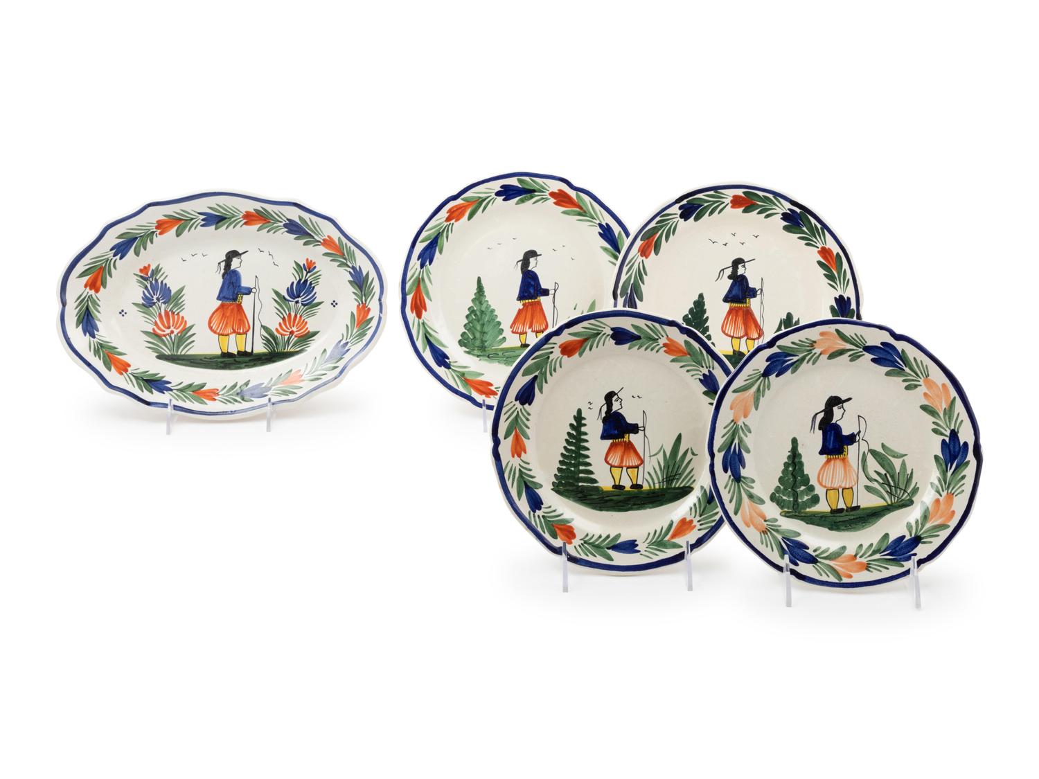 Thirteen Quimper Faience Table Articles — 20TH CENTURY