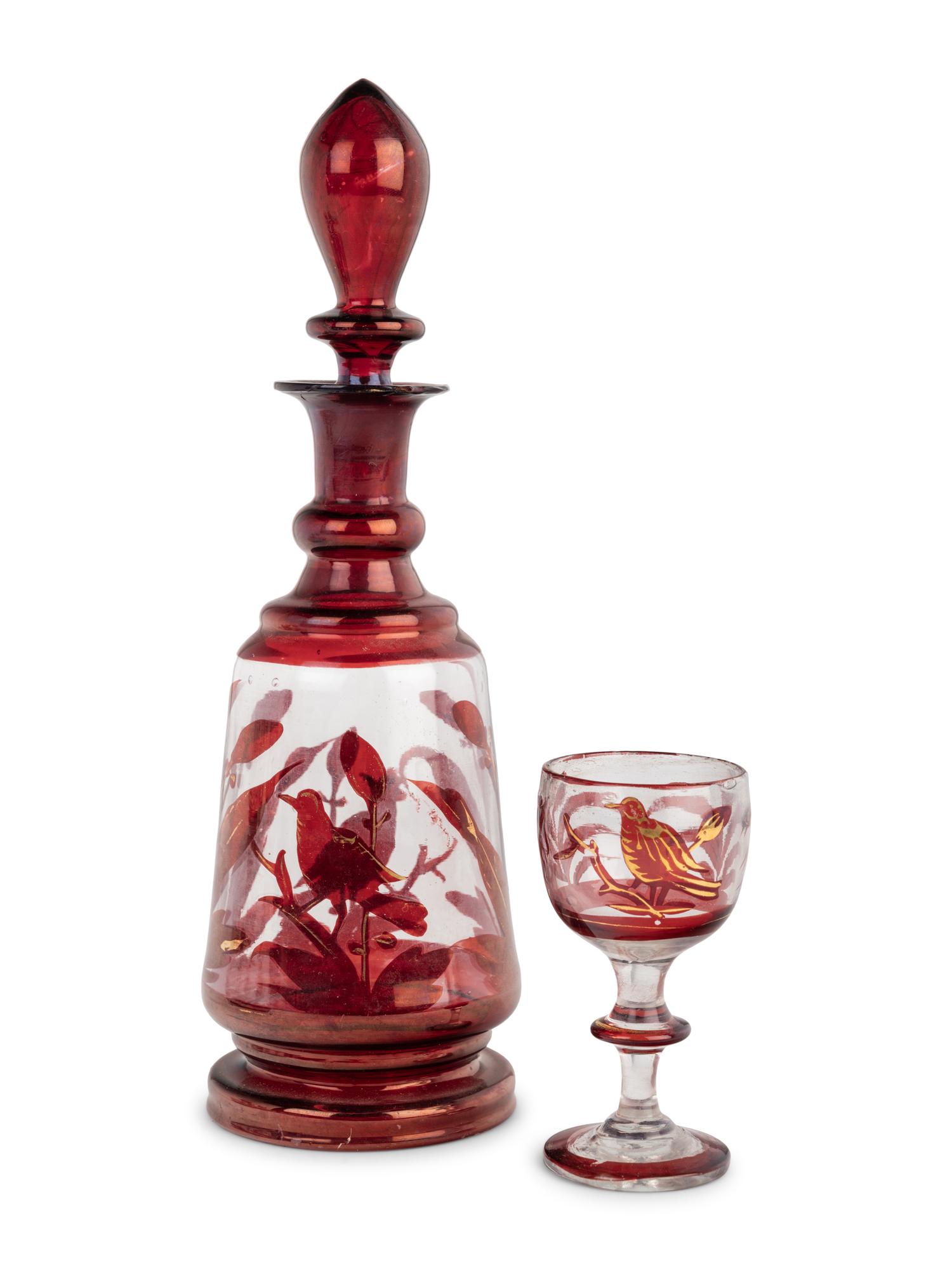 A Continental Colored Glass Liquor Service