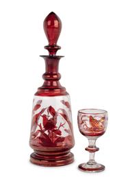 A Continental Colored Glass Liquor Service