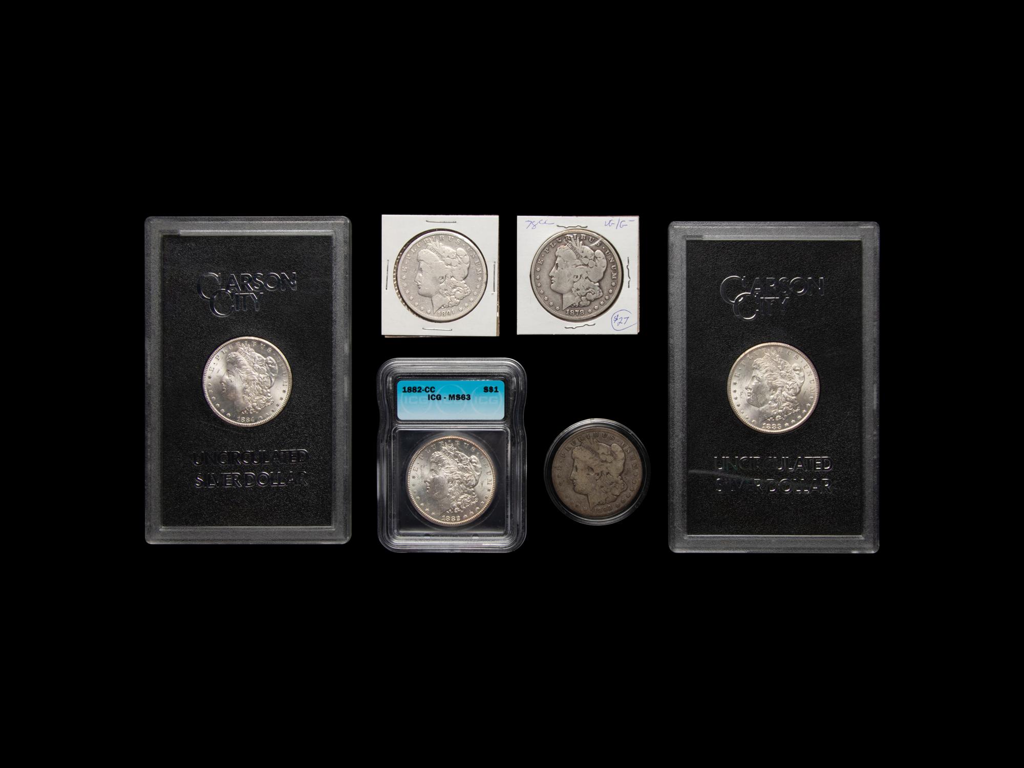 A Group of Six Carson City Minted Morgan $1 Coins