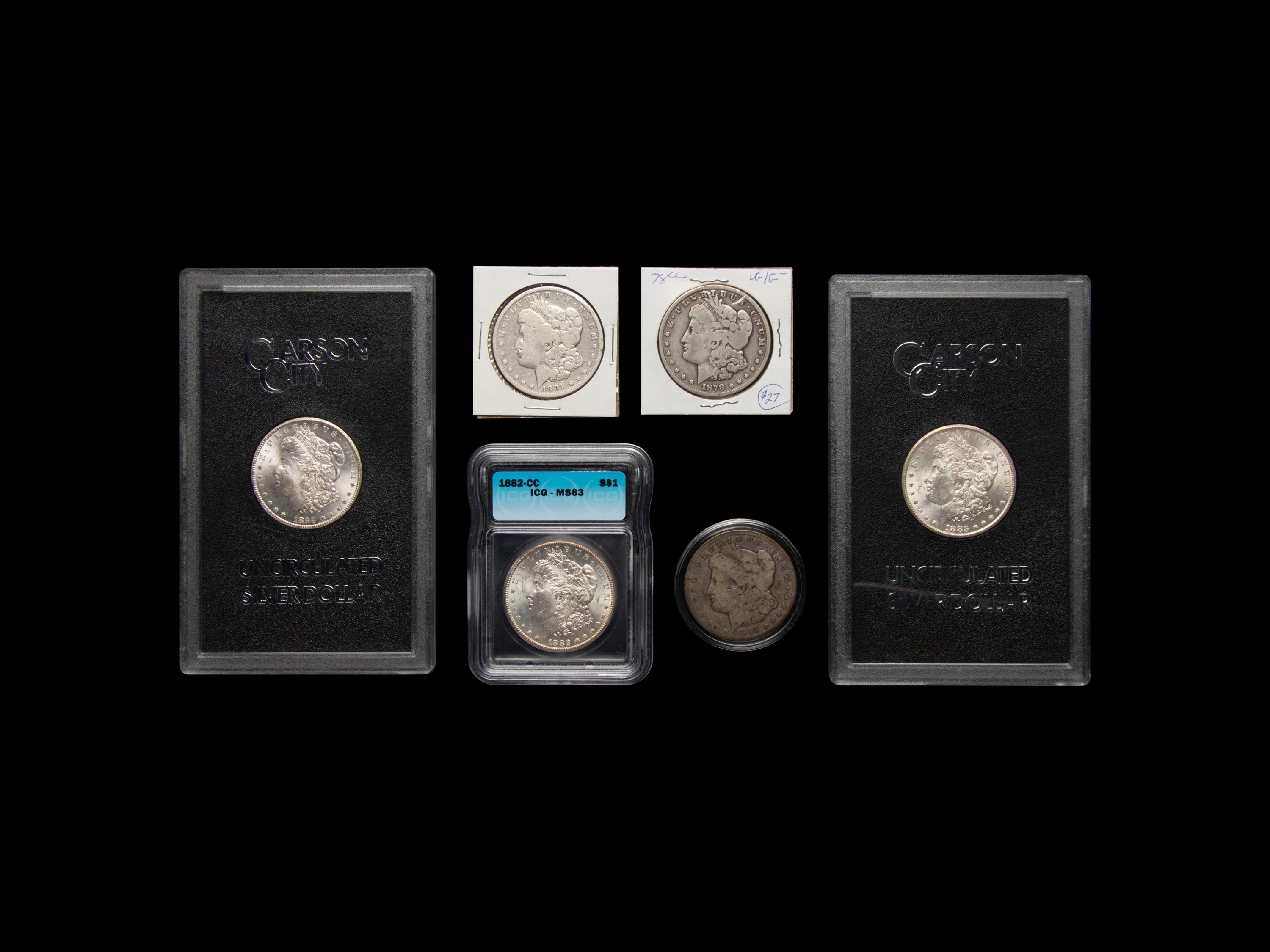 A Group of Six Carson City Minted Morgan $1 Coins