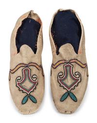 Santee Sioux and Haudenosaunee Beaded Hide Moccasins
