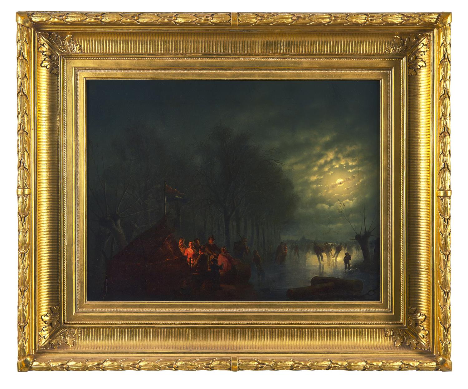 Skaters in a Moonlit Landscape