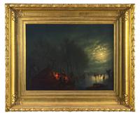 Skaters in a Moonlit Landscape