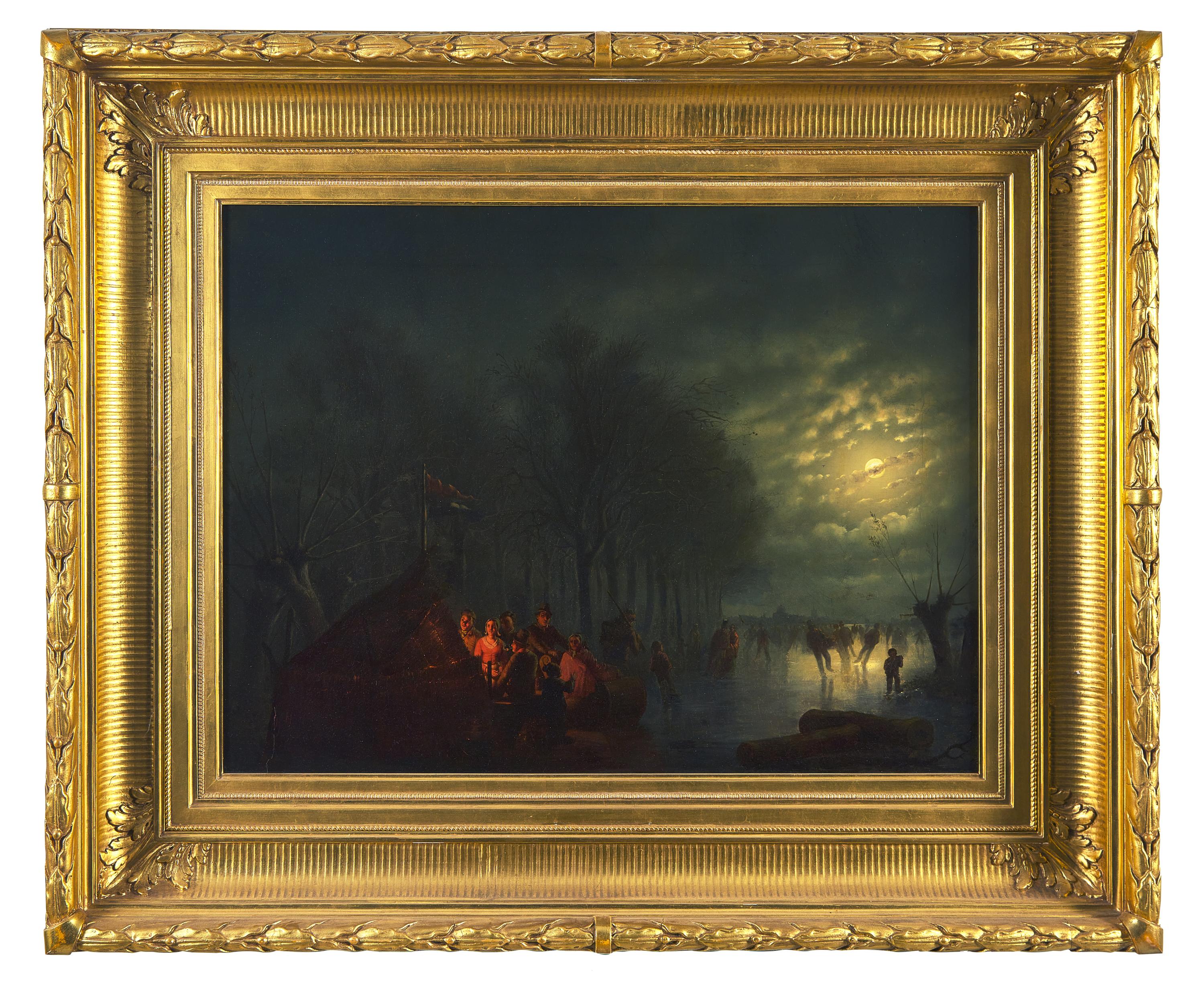 Skaters in a Moonlit Landscape