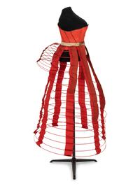 Two Women's Understructure Pieces: One Corset, One Crinoline, 1870s