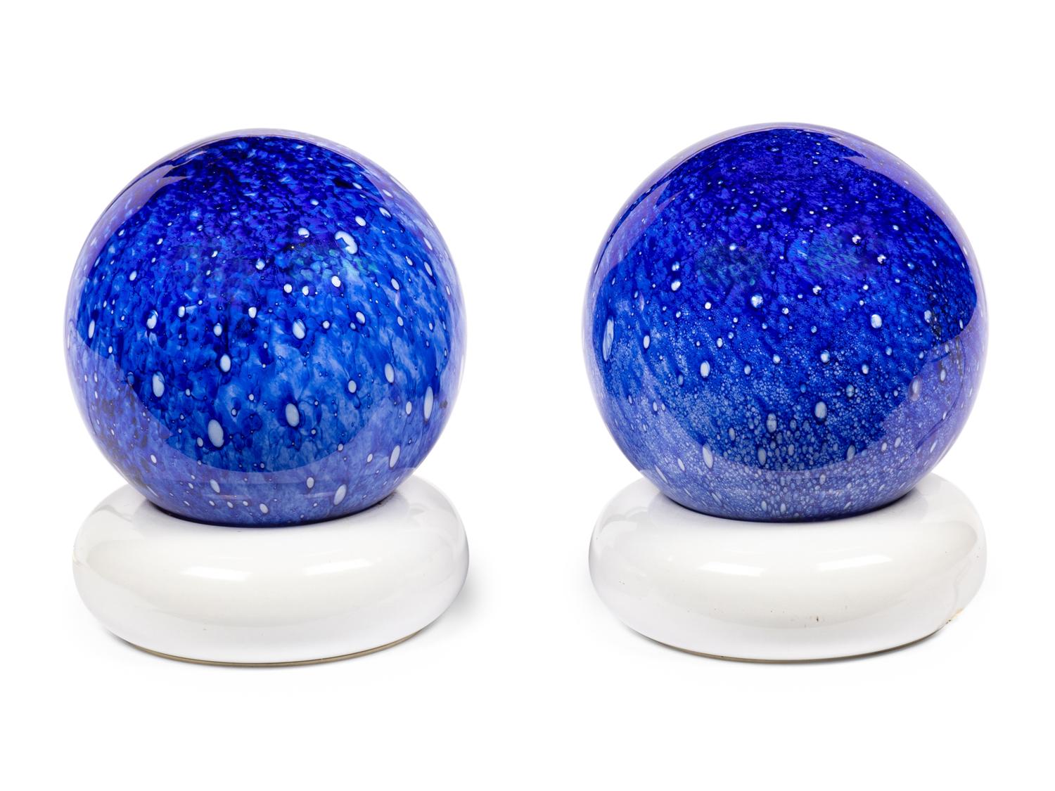 A Pair of Targetti Sankey Temptation Glass and Ceramic Table Lamps