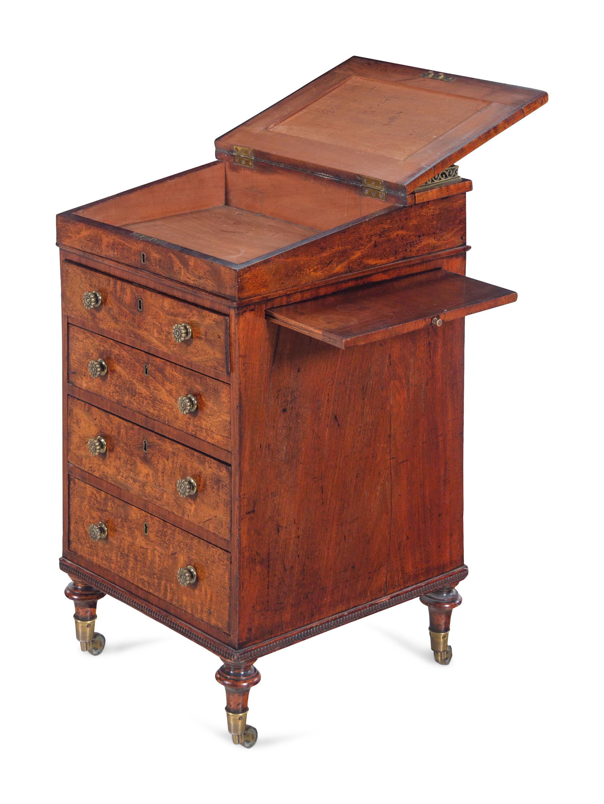 An English Burl Walnut Davenport Desk