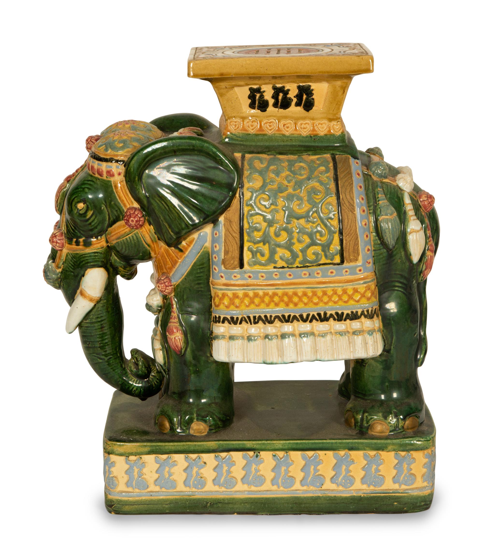 A Chinese Elephant-Form Ceramic Garden Seat