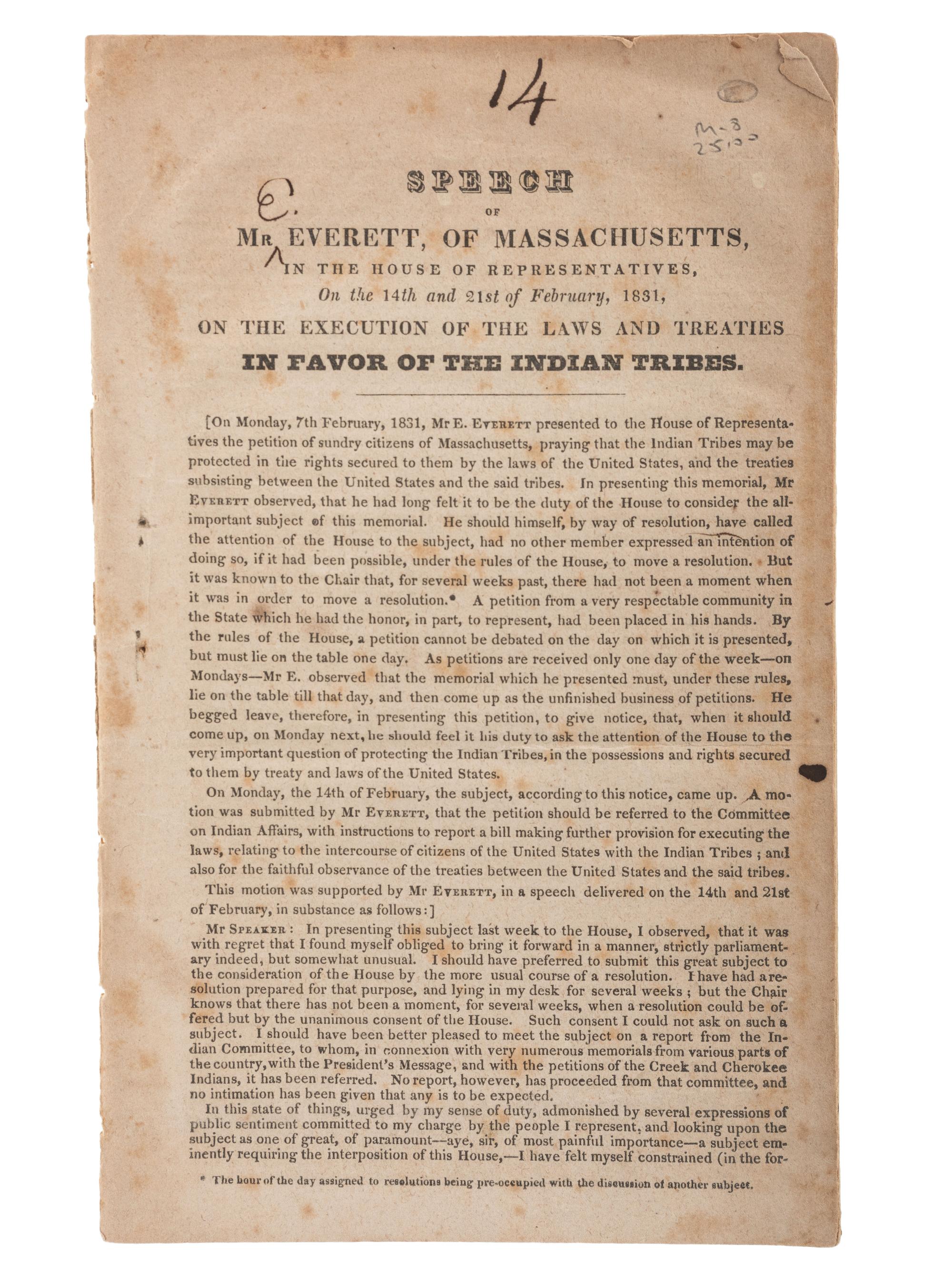 [NATIVE AMERICANS]. A group of 6 items related to Congress and the various states involvement with Native American affairs.