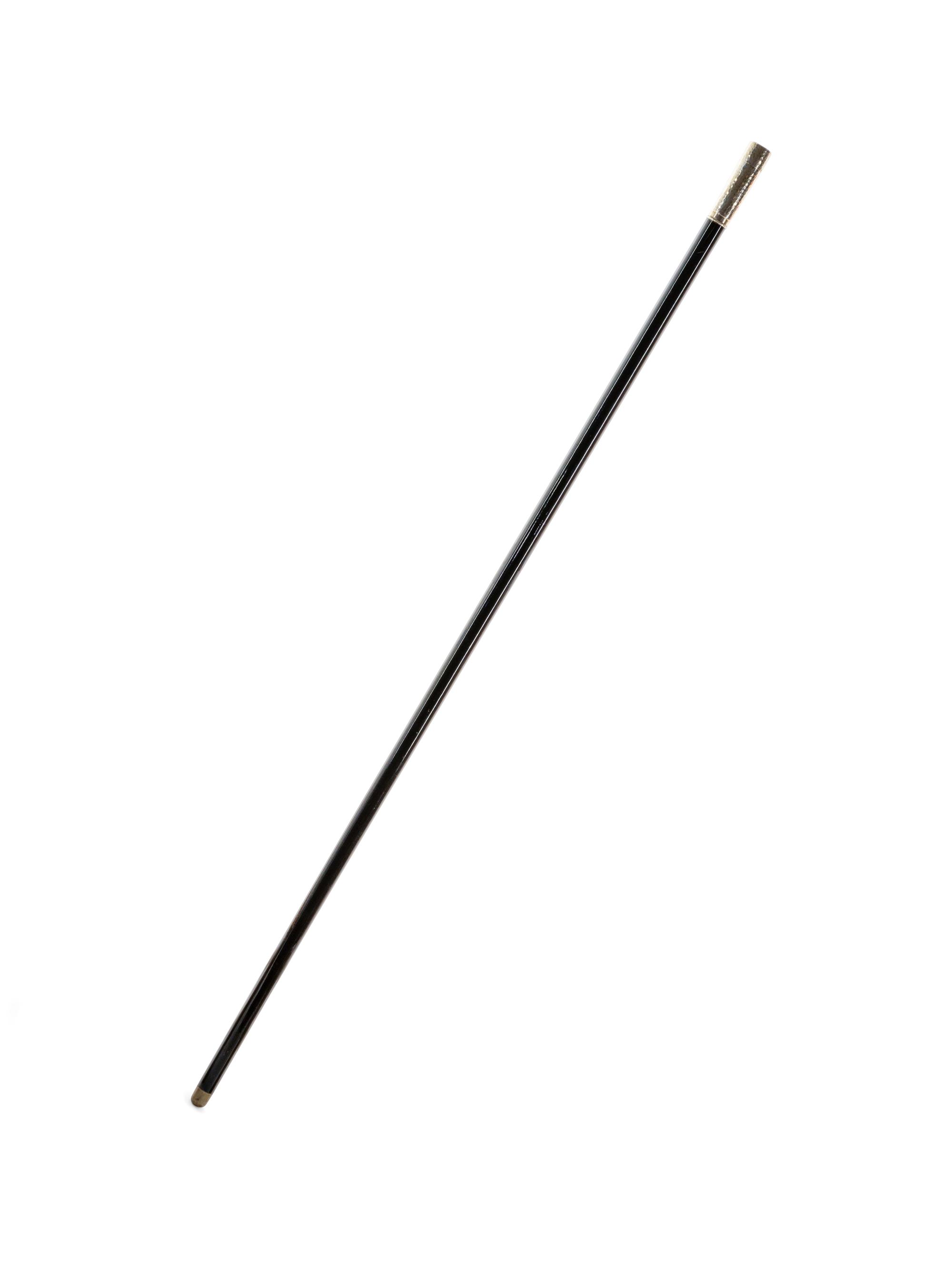 A Silver Mounted Ebonized Shaving Kit ' System' Walking Stick