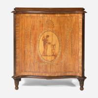 A George III Neoclassical serpentine inlaid satinwood cabinet late 18th or 19th century