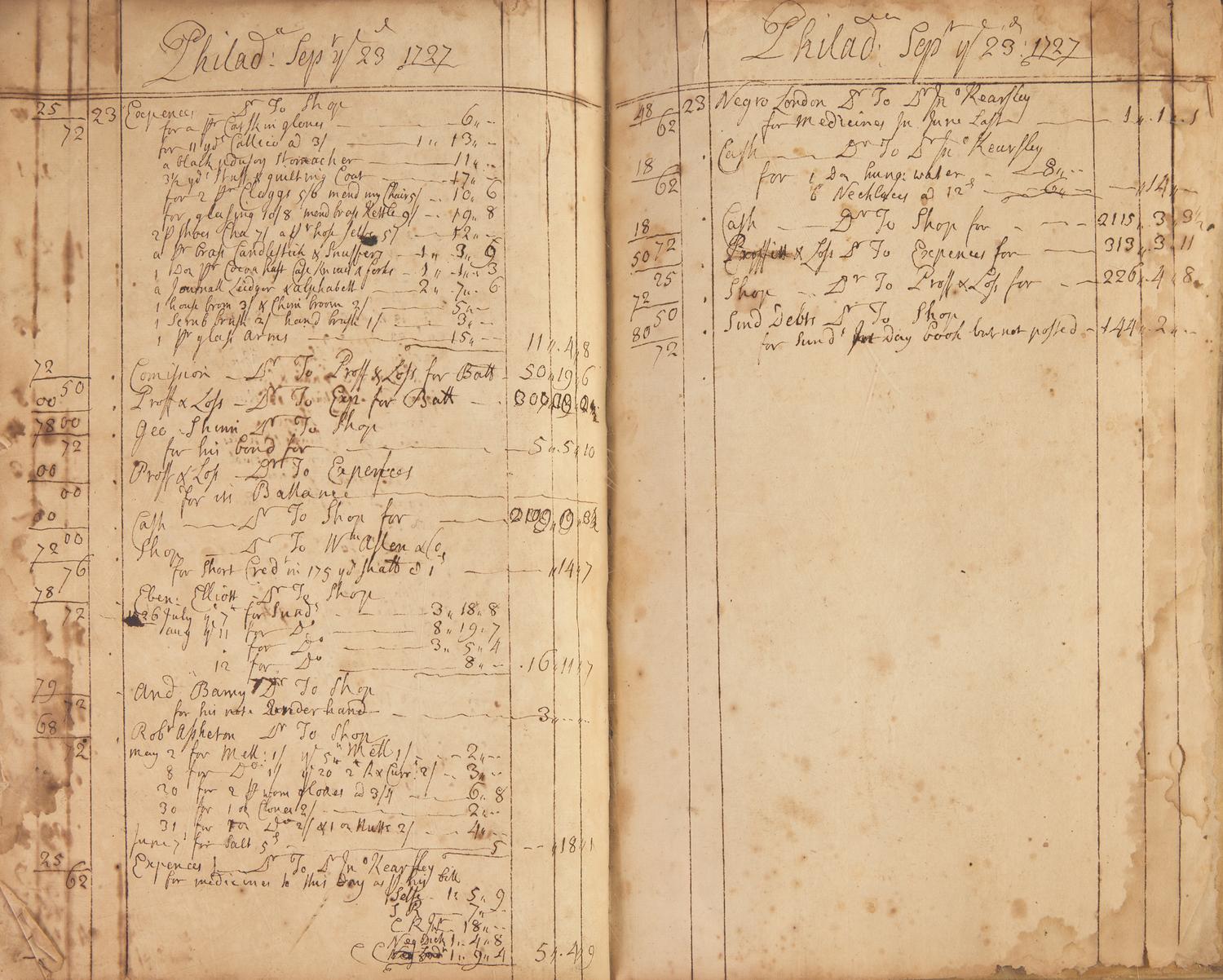 [Philadelphia] Early 18th Century Daybook for a Philadelphia Merchant