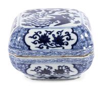 A Chinese Blue and White Porcelain Box and Cover