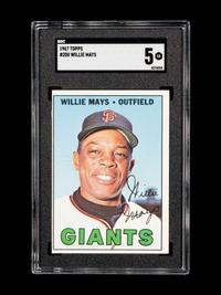 A Group of Six 1967 Topps Hall of Fame Baseball Cards Including Willie Mays Hank Aaron and Roberto Clemente