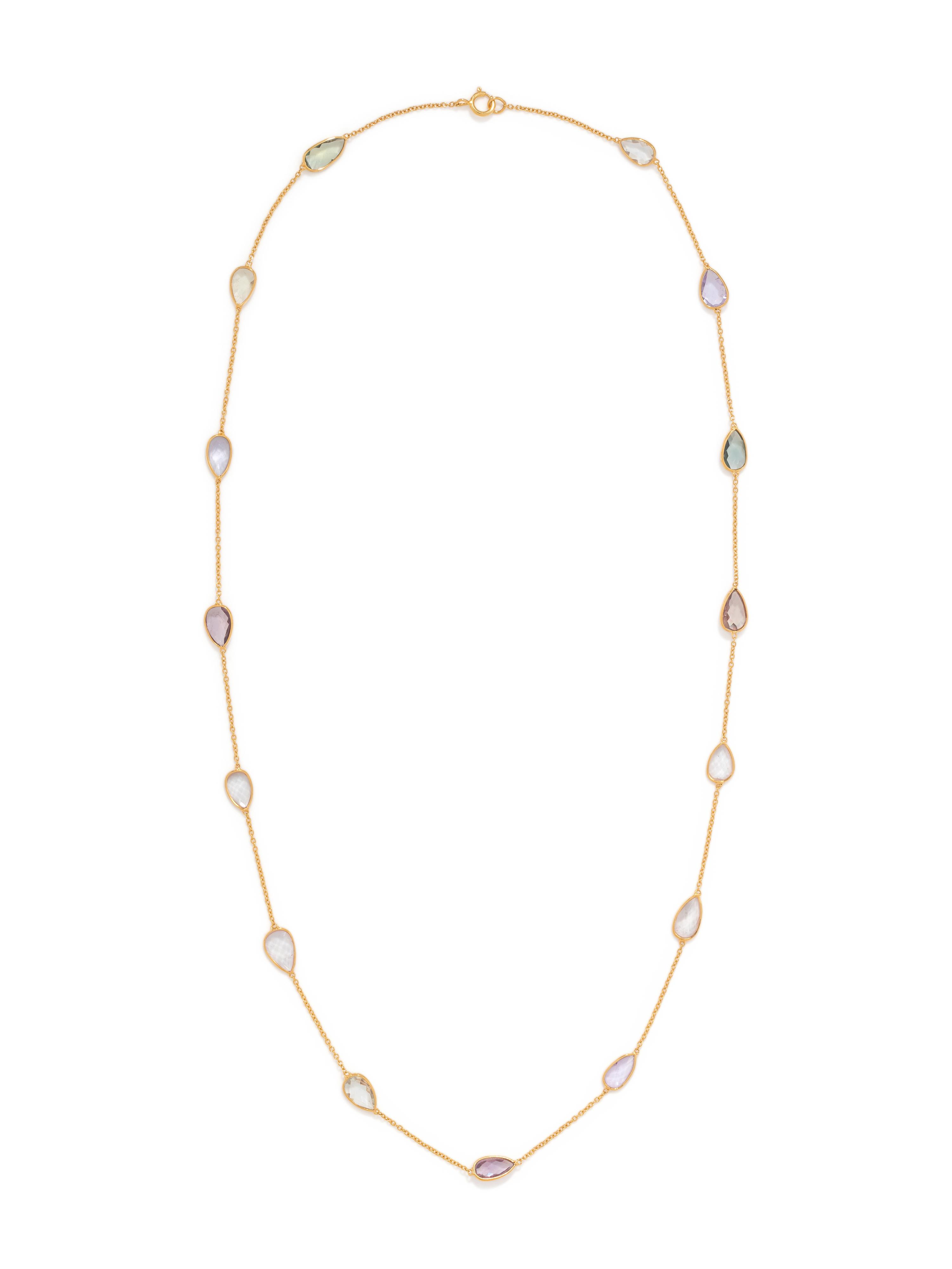 COLLECTION OF YELLOW GOLD AND GEMSTONE NECKLACES