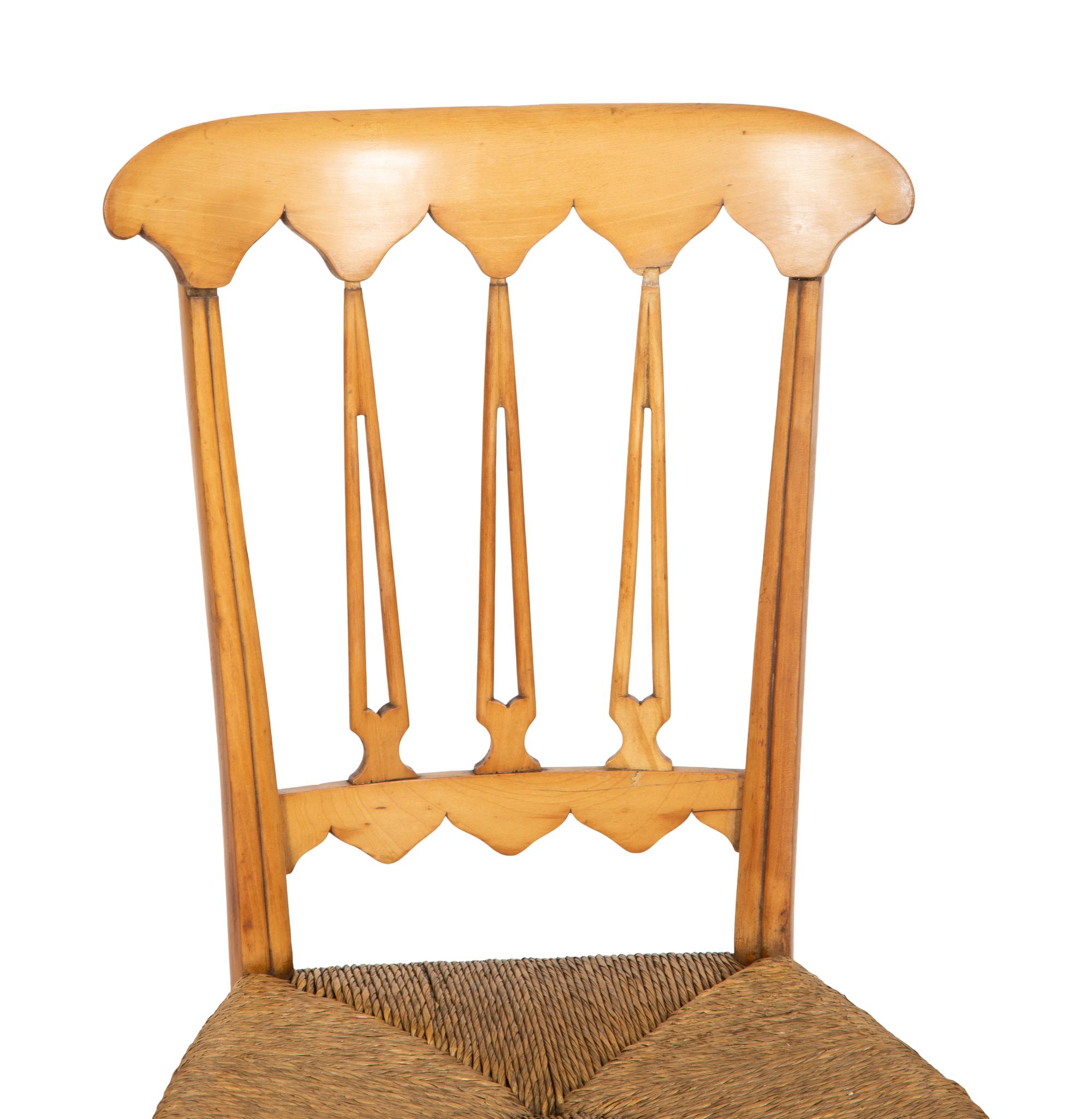 A Set of Four Italian Chiavari Style Maple Side Chairs