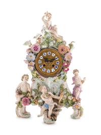 A Meissen Porcelain Mantel Clock