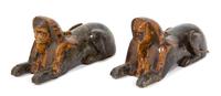A Pair of Anthony Redmile Carved Wood and Tortoishell Veneer Sphinxes Height 6 1/4 x length 13 inches. — MID-20TH CENTURY