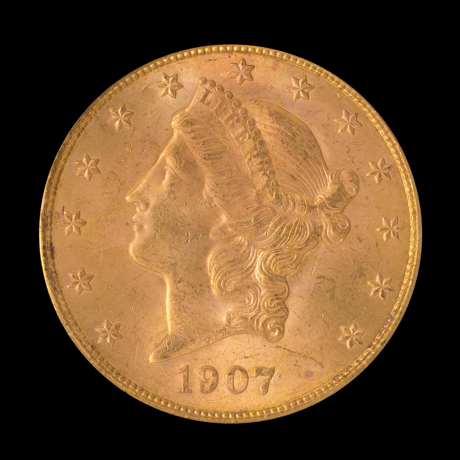A United States 1907-S Liberty Head $20 Gold Coin
