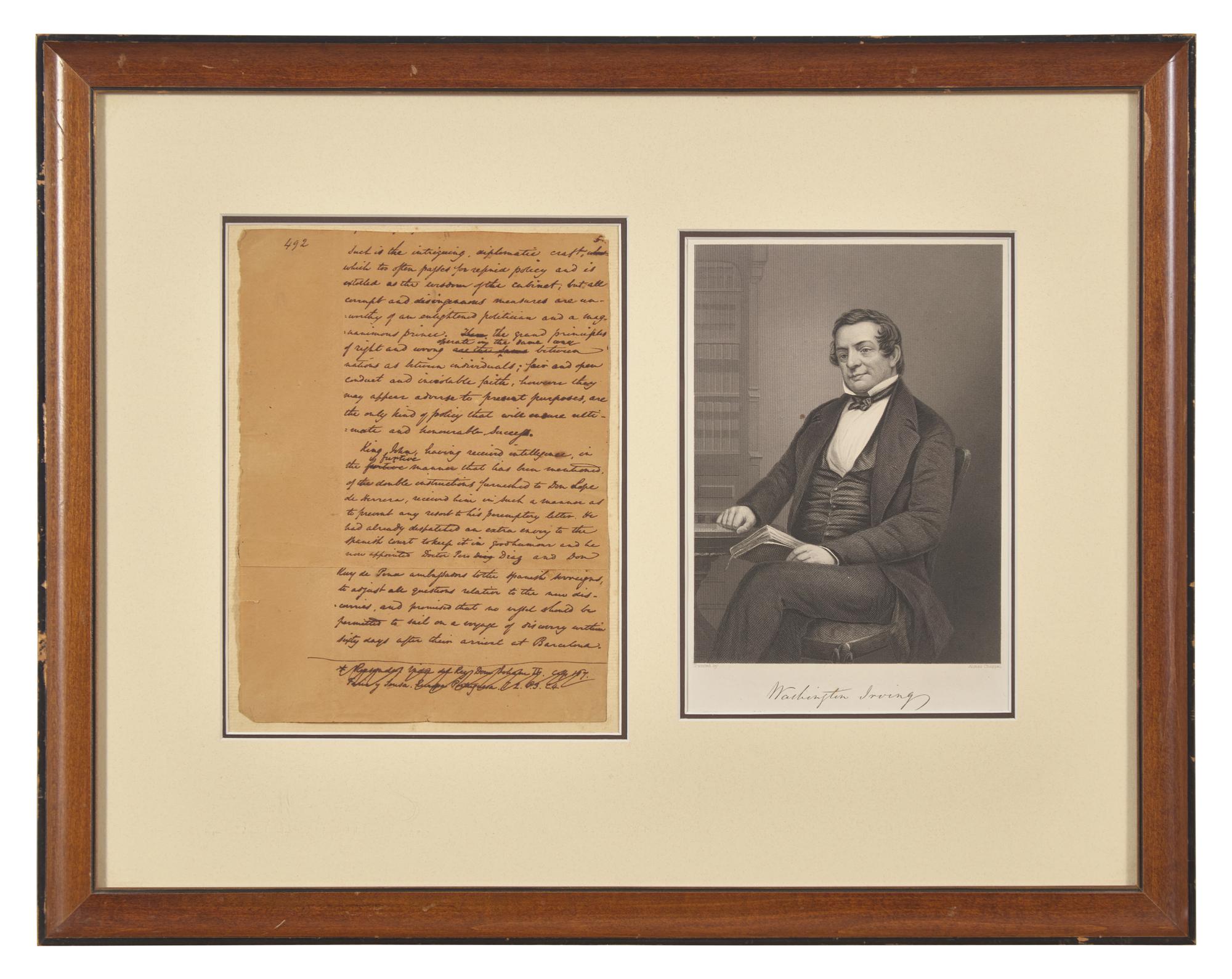 [Literature] Irving, Washington. Autograph Manuscript