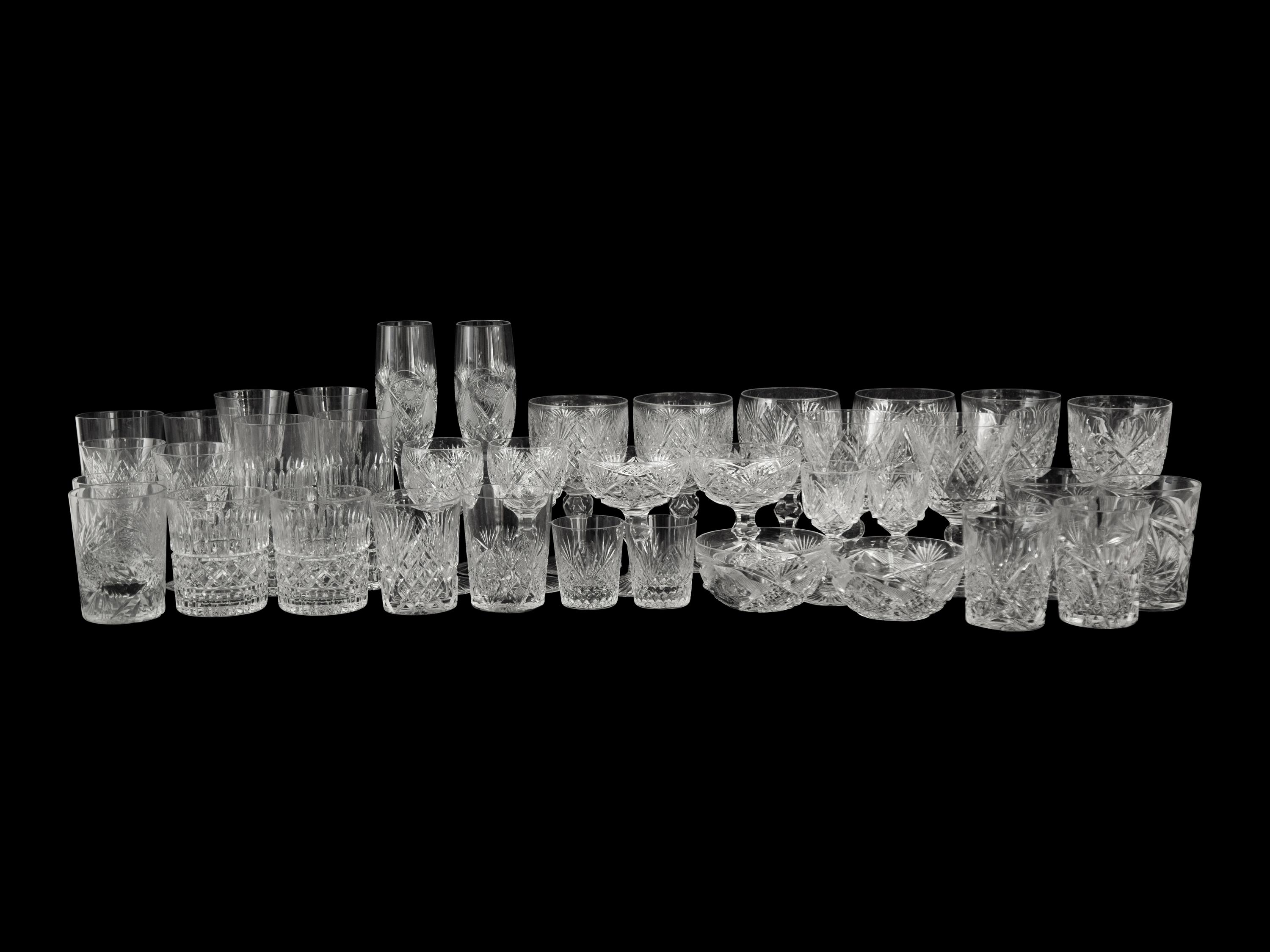 An Extensive Collection of Cut Glass Barware