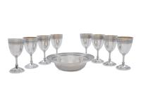 A Set of Eight American Silver Goblets and a Matching Bowl