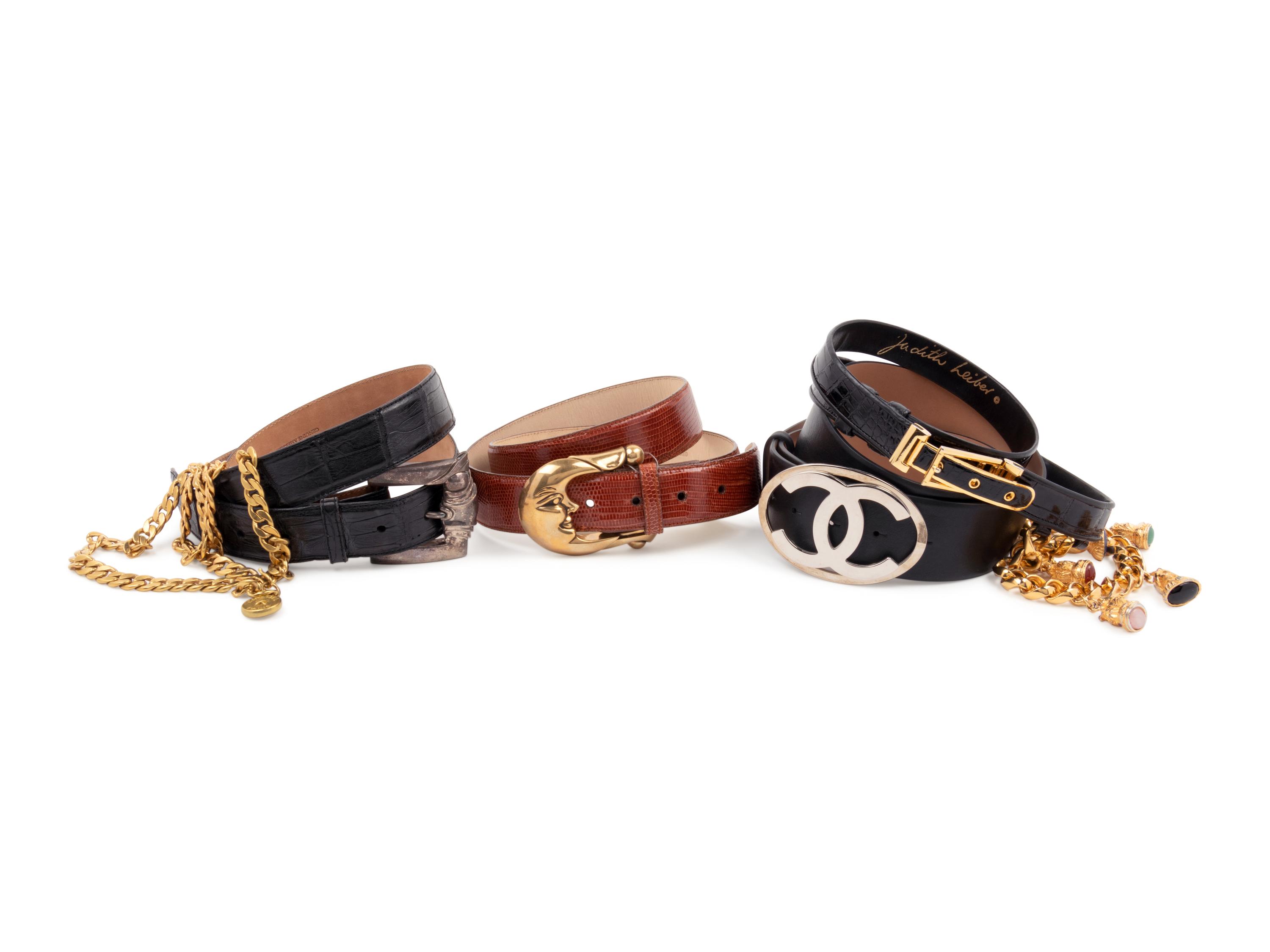 Five Designer Belts: Two Chanel, Two Kieselstein-Cord, One Judith Leiber