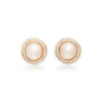 MABÉ PEARL AND DIAMOND EARRINGS
