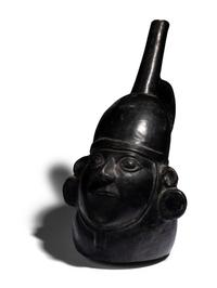 A Chimu Blackware Portrait Vessel