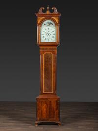 A Rare Federal Inlaid and Pierce-Carved Mahogany Tall Case Clock