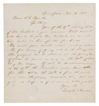 LINCOLN, Abraham (1809-1865). Autograph letter signed “Lincoln & Herndon”. To Messrs. S. C. Davis & Co. Springfield, 30 November 1858.