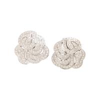 Diamond and White Gold Flower Earrings