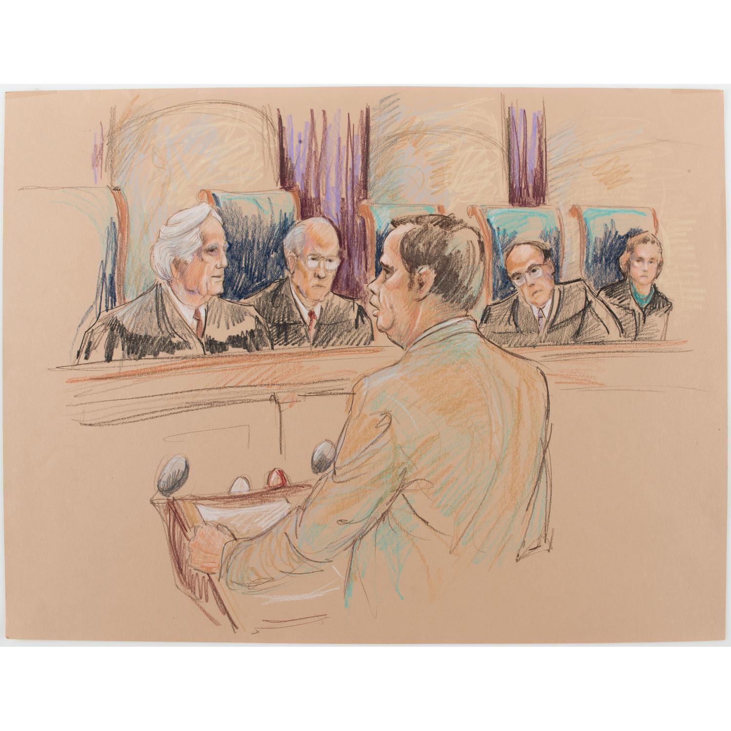 Joan Andrew, Washington Post and CNN Sketch Artist,Nine Original Sketches of Supreme Court Justices, 1981-1983