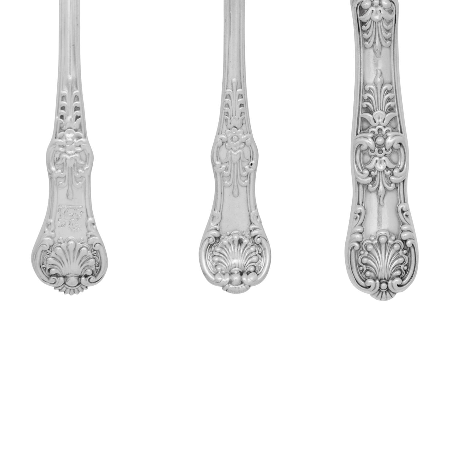 An Assembled King's Pattern Silver Luncheon Flatware Service