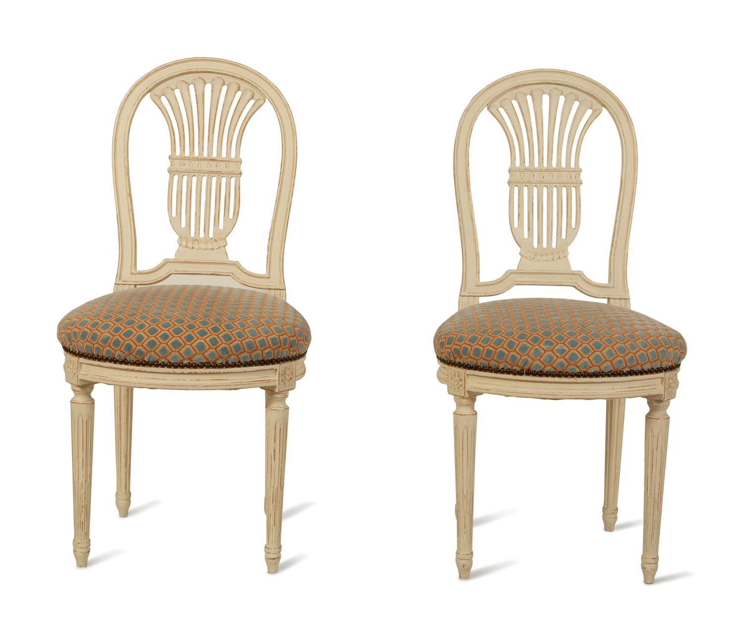 A Set of Eight Louis XVI Style Painted Mongolfiere Chairs — 20TH CENTURY