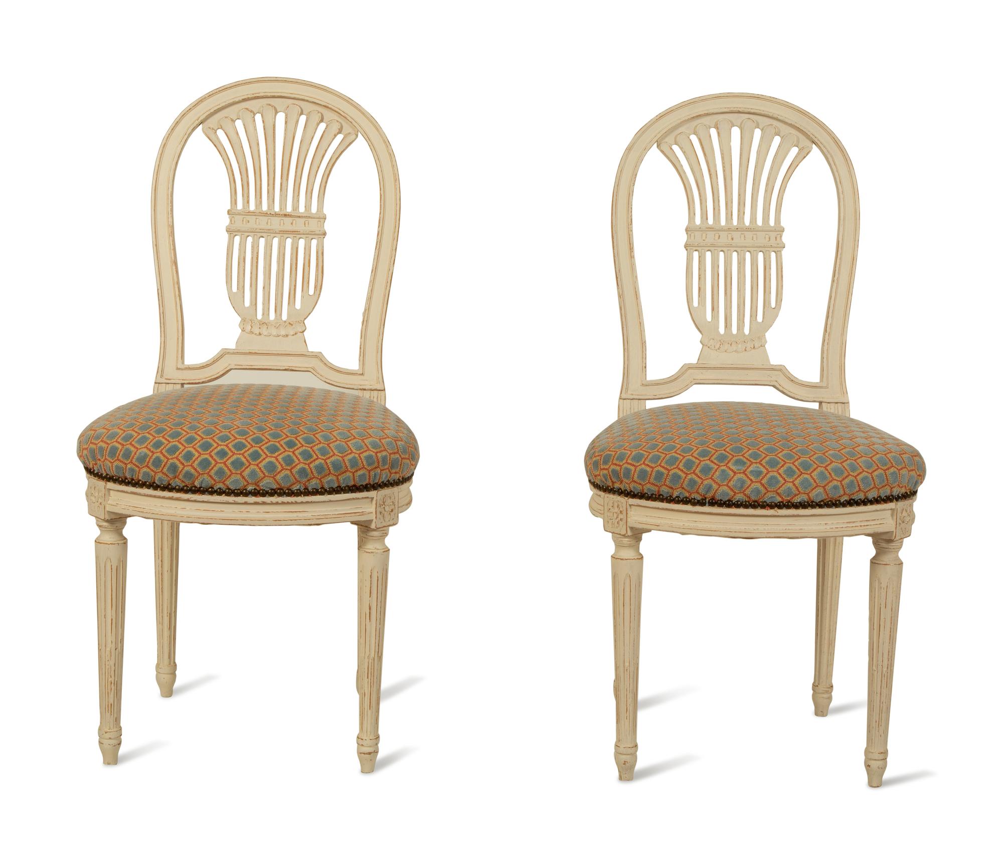 A Set of Eight Louis XVI Style Painted Mongolfiere Chairs — 20TH CENTURY
