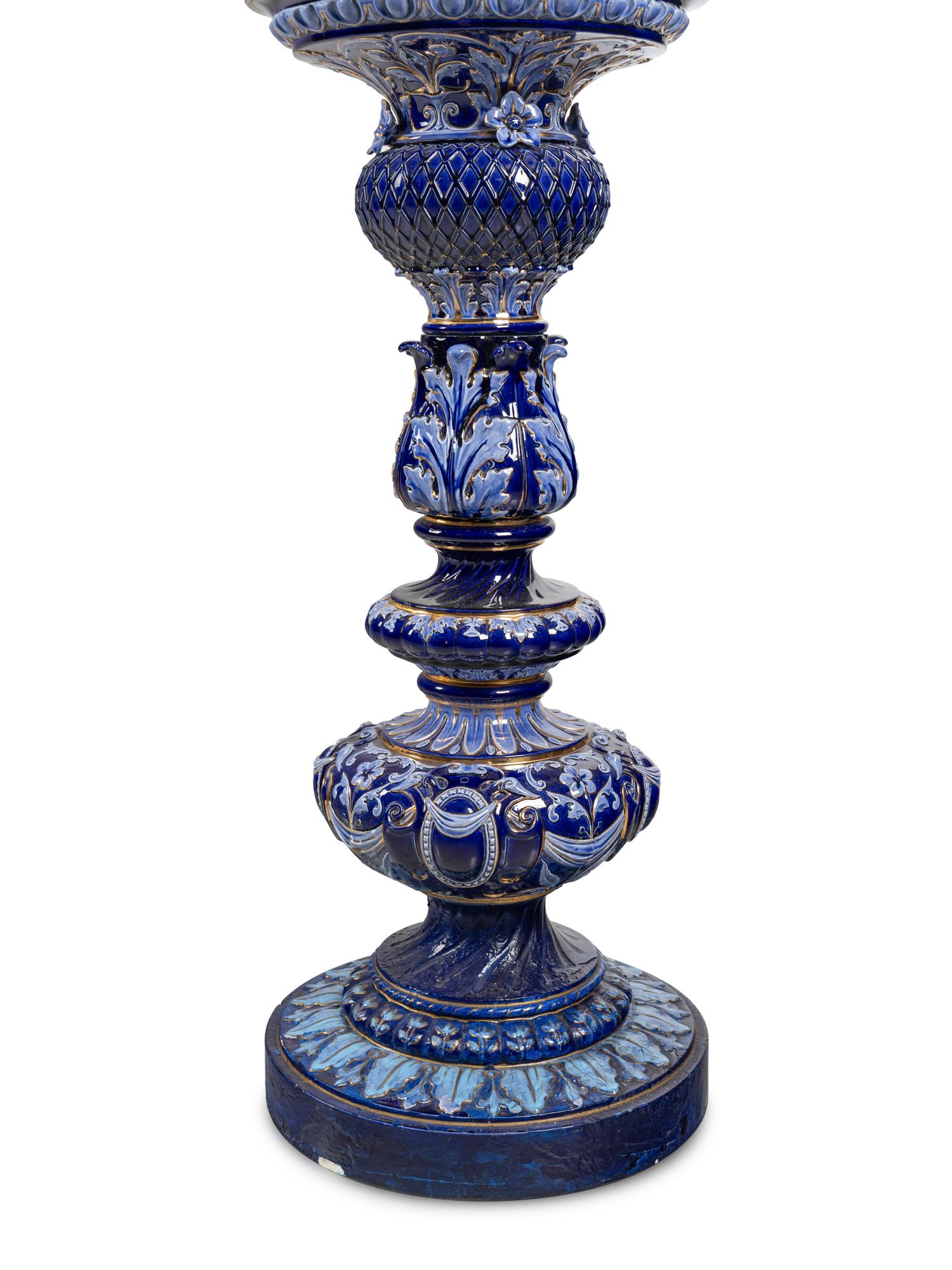 A Swedish Majolica Jardinière and Pedestal