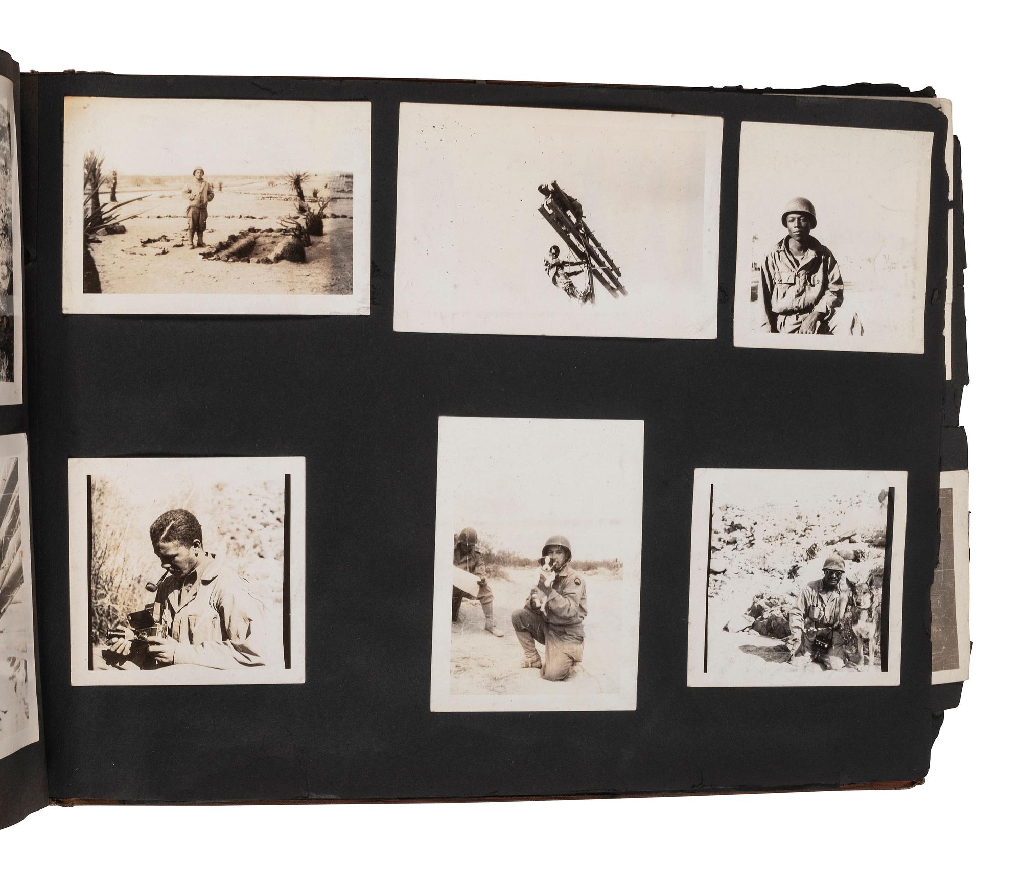 [AFRICAN AMERICANA]. Photographic archive related to Sgt. Robert L. Blackburn, 93rd Signal Company, 93rd Infantry Division, of Cleveland, Ohio.
