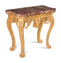A George II Carved Giltwood and Red-Onyx Veneered Top Pier Table