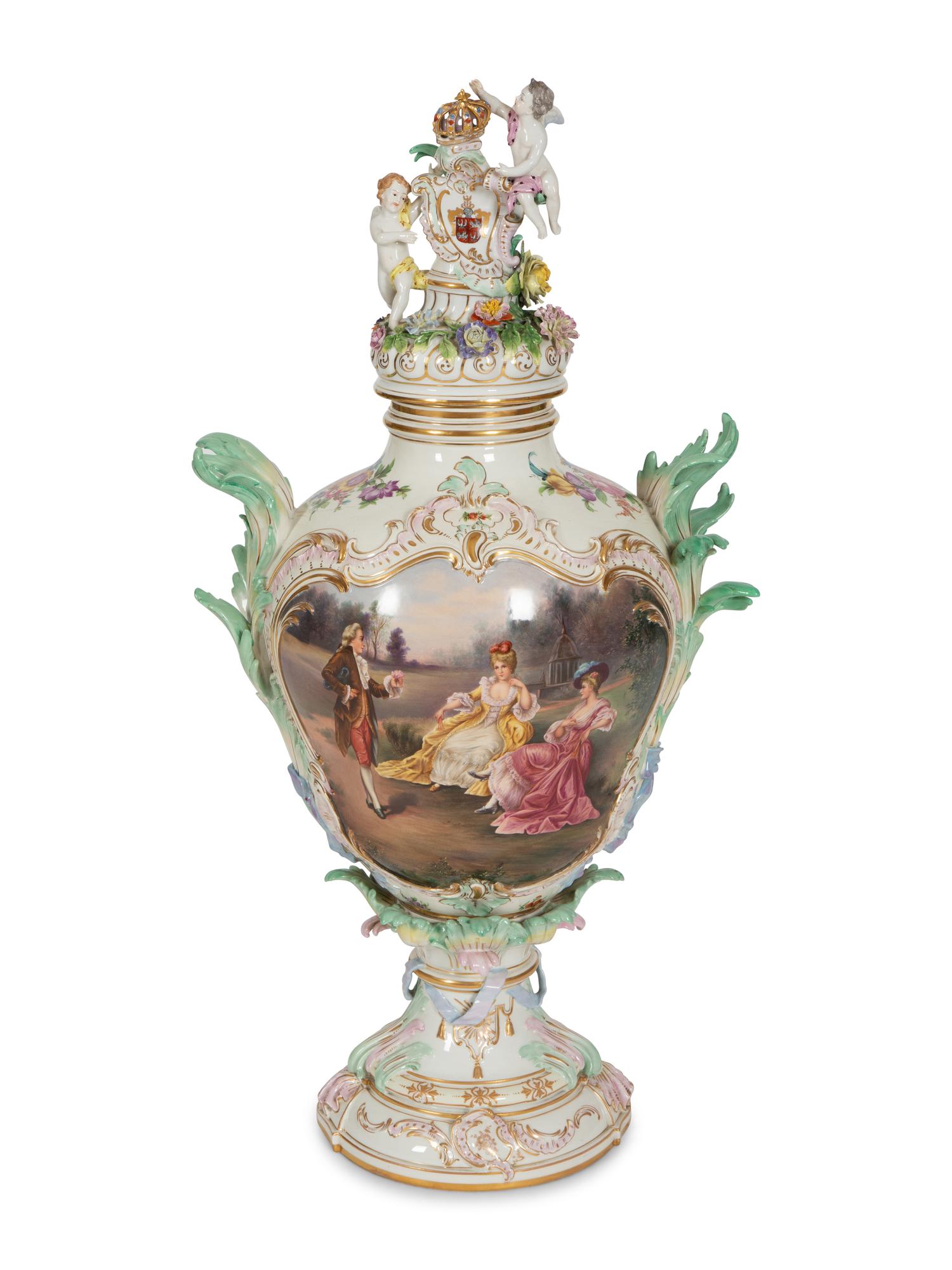 A Large Berlin (K.P.M.) Porcelain Urn and Cover