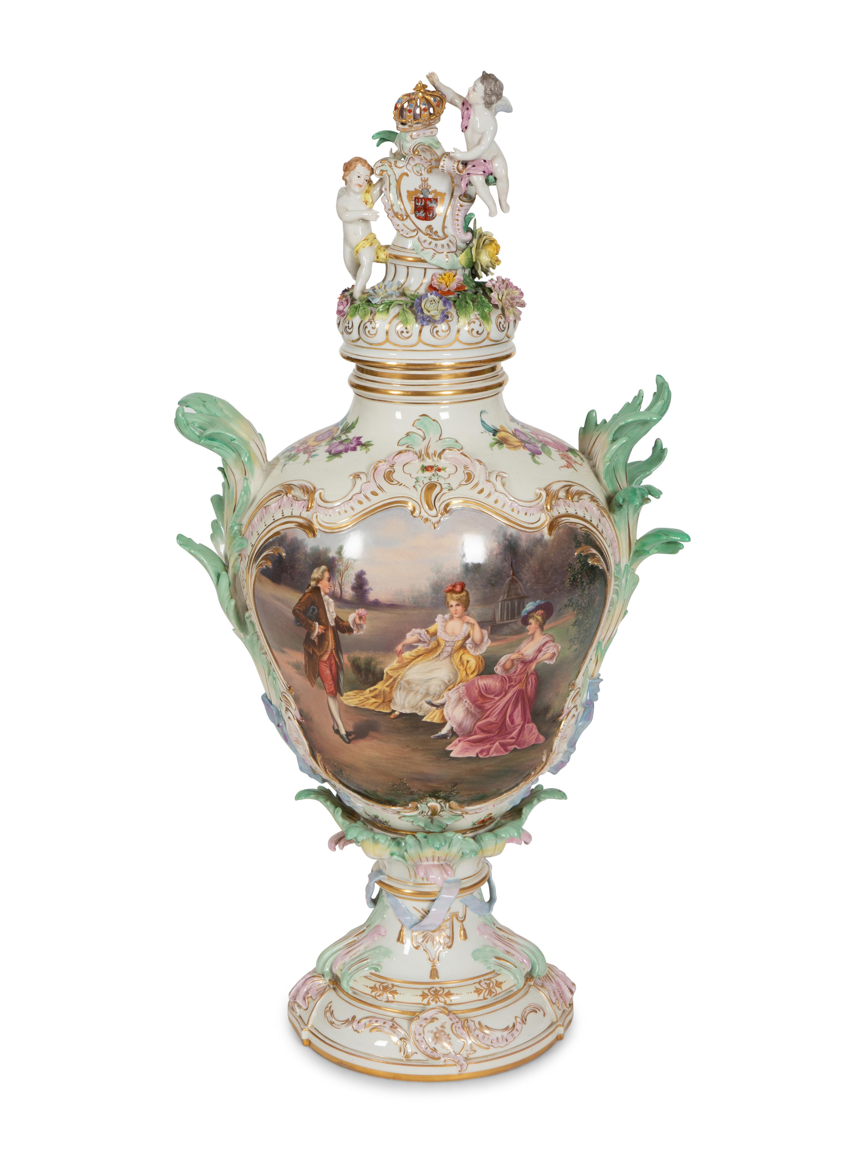 A Large Berlin (K.P.M.) Porcelain Urn and Cover