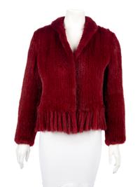 Valentino Red Mink Fur Jacket with Fringe, 1990-2000s